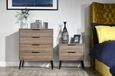 Hong Kong Walnut Effect 2 Drawer Wide Bedside Cabinet with Wooden Legs