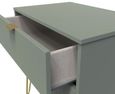 Linear Green 2 Drawer Wide Bedside Cabinet with Gold Hairpin Legs