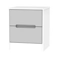 Monaco Bedside Cabinet - 2 Drawer - Grey Matt and White