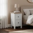 Modern Narrow Bedside Cabinet - 2 Drawer - Grey Painted