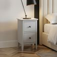Stowe Narrow Bedside Cabinet - 2 Drawer - Grey