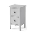 Stowe Narrow Bedside Cabinet - 2 Drawer - Grey