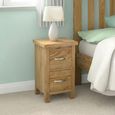 New Trinity Narrow Bedside Cabinet - 2 Drawer - Natural Oak