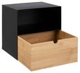 Joliet Bedside Table - 1 Drawer - Floating - Black and Bamboo Wood