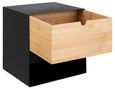 Joliet Bedside Table - 1 Drawer - Floating - Black and Bamboo Wood
