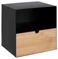 Joliet Bedside Table - 1 Drawer - Floating - Black and Bamboo Wood