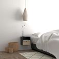 Joliet Bedside Table - 1 Drawer - Floating - Black and Bamboo Wood