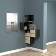 Joliet Bedside Table - 1 Drawer - Floating - Black and Bamboo Wood