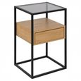 Randolf Bedside Table - 1 Drawer - Oak and Black