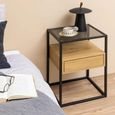 Randolf Bedside Table - 1 Drawer - Oak and Black