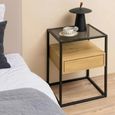 Randolf Bedside Table - 1 Drawer - Oak and Black
