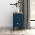 Marlow Narrow Bedside Cabinet - 2 Drawer - Blue