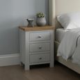 Lundy Bedside Cabinet - 3 Drawer - Grey Painted