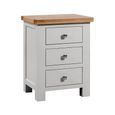 Lundy Bedside Cabinet - 3 Drawer - Grey Painted