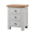 Lundy Bedside Cabinet - 3 Drawer - Grey Painted