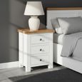 Lundy Bedside Cabinet - 3 Drawer - White Painted