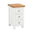 Lundy Bedside Cabinet - 3 Drawer Compact - White Painted