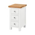 Lundy Bedside Cabinet - 3 Drawer Compact - White Painted