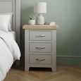Wilmont Bedside Cabinet - 3 Drawer - Grey Painted