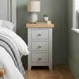Wilmont Bedside Cabinet - 3 Drawer Compact - Grey Painted