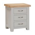 Wilmont Bedside Cabinet - 3 Drawer - Grey Painted