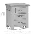 Wilmont Bedside Cabinet - 3 Drawer - Grey Painted