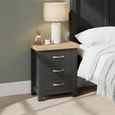 Wilmont Bedside Cabinet - 3 Drawer - Black Painted