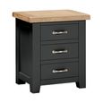 Wilmont Bedside Cabinet - 3 Drawer - Black Painted
