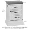 Versailles Bedside Cabinet - 3 Drawer - Ivory Painted