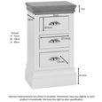 Versailles Bedside Cabinet - 3 Drawer Compact - Ivory Painted