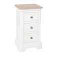 Cromwell Bedside Cabinet - 3 Drawer Compact - White Painted