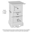 Cromwell Bedside Cabinet - 3 Drawer Compact - White Painted