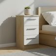 Knightsbridge White Gloss and Light Oak 3 Drawer Bedside Cabinet