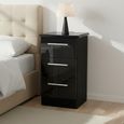 Knightsbridge Bedside Cabinet - 3 Drawer - Black Gloss