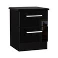 Knightsbridge Bedside Cabinet - 2 Drawer - Black Gloss