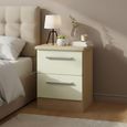 Knightsbridge Bedside Cabinet - 2 Drawer - Cream Gloss and Light Oak