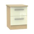 Knightsbridge Bedside Cabinet - 2 Drawer - Cream Gloss and Light Oak