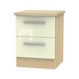 Knightsbridge Bedside Cabinet - 2 Drawer - Cream Gloss and Light Oak