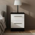 Knightsbridge Bedside Cabinet - 2 Drawer - White Gloss and Black