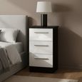 Knightsbridge Bedside Cabinet - 3 Drawer - White Gloss and Black