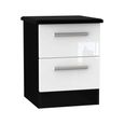 Knightsbridge Bedside Cabinet - 2 Drawer - White Gloss and Black