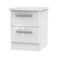 Knightsbridge Bedside Cabinet - 2 Drawer - White Gloss