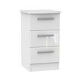 Knightsbridge Bedside Cabinet - 3 Drawer - White Gloss