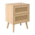 Clearance - Croxley Bedside Cabinet - 2 Drawer - Oak and Rattan - FSS16883