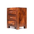 Cube Sheesham 3 Drawer Bedside Cabinet