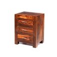 Cube Sheesham 3 Drawer Bedside Cabinet