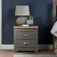 Highgate Bedside Cabinet - 2 Drawer - Dark Grey Painted