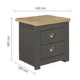 Highgate Bedside Cabinet - 2 Drawer - Dark Grey Painted