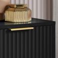Zara Bedside Table - 2 Drawer - Fluted - Black - Gold Legs