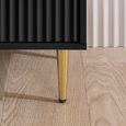 Zara Bedside Table - 2 Drawer - Fluted - Black - Gold Legs
